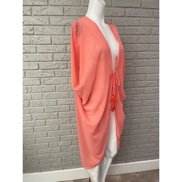 Lulu Chiffon Tie Front Cocoon Cover-Up Duster Size S/ M - Picture 3 of 8